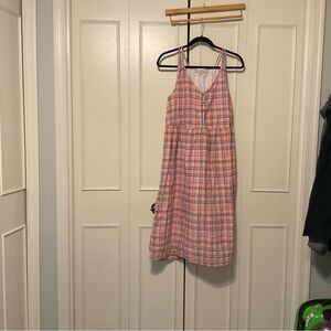 LOFT Pink and White Sleeveless Halter Sundress